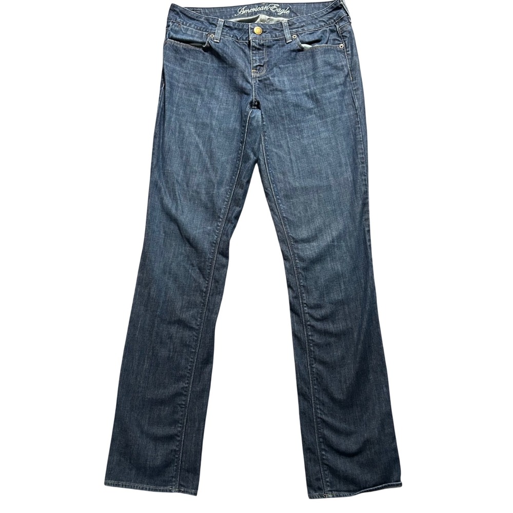 Y2K American Eagle Jeans Womens 10 Long Dark Wash 77 Straight Leg Stretch